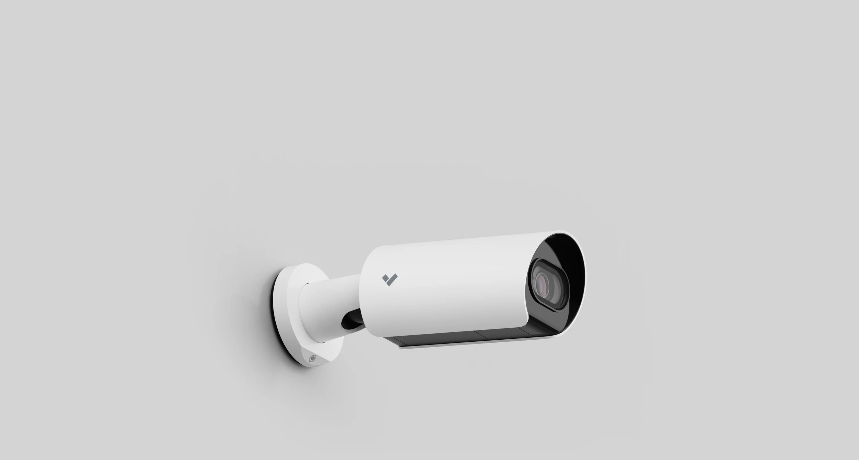 Bullet IP security camera in its installation setting