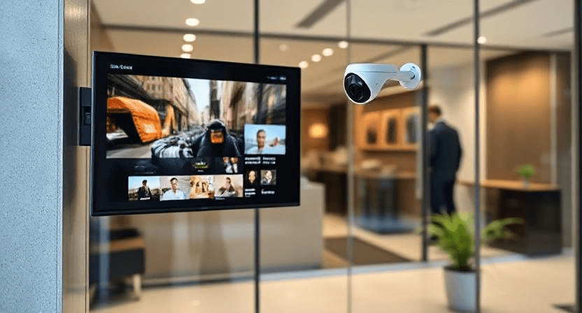 CCTV field agent demonstrating camera to client